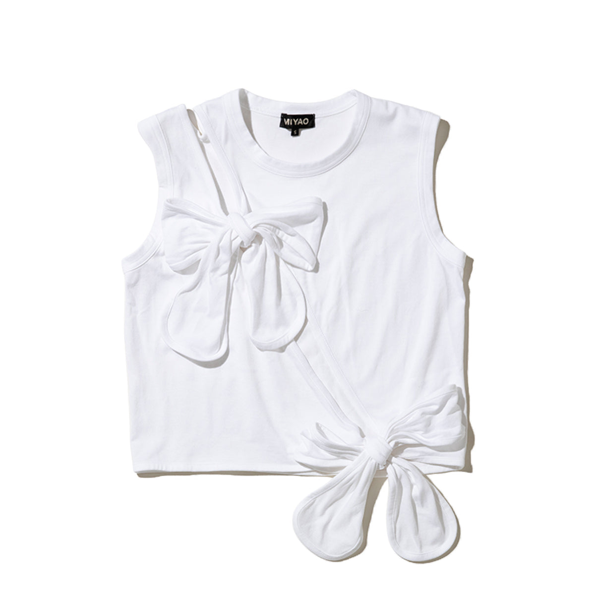 MIYAO Front Ribbon Tank Top ミヤオ 前身頃リボンタンクトップ METS-04【レディース コットン素材 リボン 26SS】