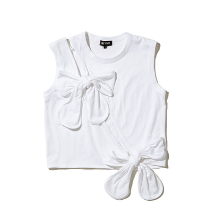 MIYAO Front Ribbon Tank Top ミヤオ 前身頃リボンタンクトップ METS-04【レディース コットン素材 リボン 26SS】