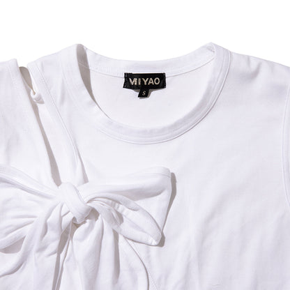 MIYAO Front Ribbon Tank Top ミヤオ 前身頃リボンタンクトップ METS-04【レディース コットン素材 リボン 26SS】