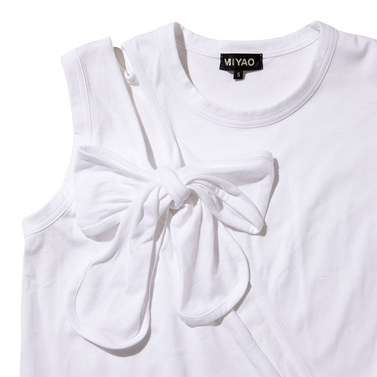 MIYAO Front Ribbon Tank Top ミヤオ 前身頃リボンタンクトップ METS-04【レディース コットン素材 リボン 26SS】