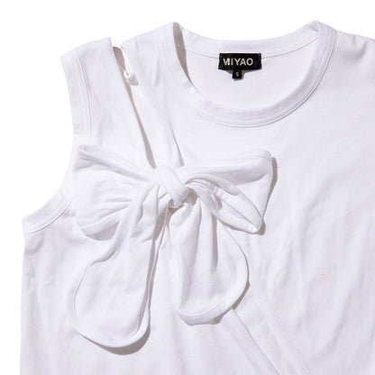 MIYAO Front Ribbon Tank Top ミヤオ 前身頃リボンタンクトップ METS-04【レディース コットン素材 リボン 26SS】