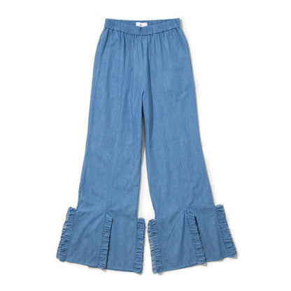 PoI chambray frill pants ポィ シャンブレー フリル パンツ 261-FP12【レディース フリル コットン素材 26SS】