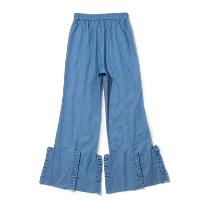 PoI chambray frill pants ポィ シャンブレー フリル パンツ 261-FP12【レディース フリル コットン素材 26SS】