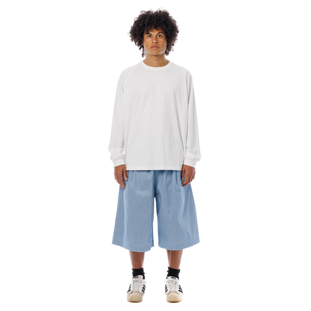 Sandinista Light Denim Easy Baggy Shorts サンディニスタ ライト デニム イージー バギー ショーツ 60426PS03【メンズ デニム生地 タック入り イージーショーツ 26SS】