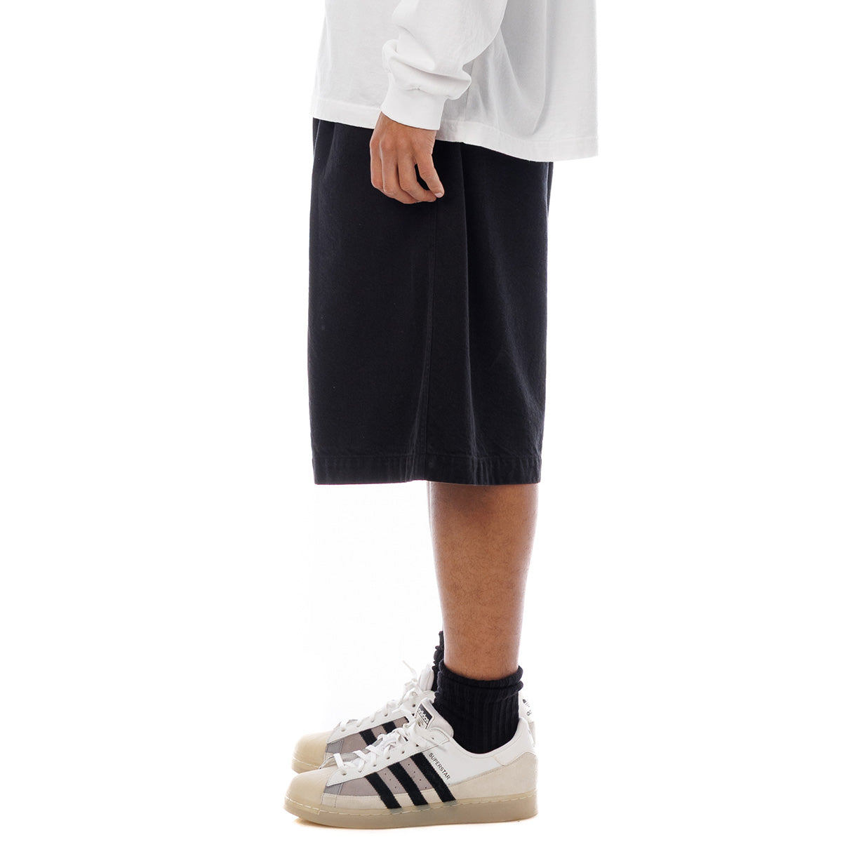 Sandinista Light Denim Easy Baggy Shorts - Overdyed サンディニスタ ライト デニム イージー バギー ショーツ オーバーダイド 60426PS04【メンズ 製品染め タック入り イージーショーツ 26SS】