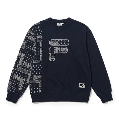 FILA SWEATSHIRT フィラ スウェットシャツ SM6SBU704【メンズ コラボ ストリート スウェット オーバーサイズ ペイズリー柄 26SS】