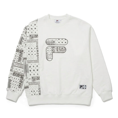 FILA SWEATSHIRT フィラ スウェットシャツ SM6SBU704【メンズ コラボ ストリート スウェット オーバーサイズ ペイズリー柄 26SS】