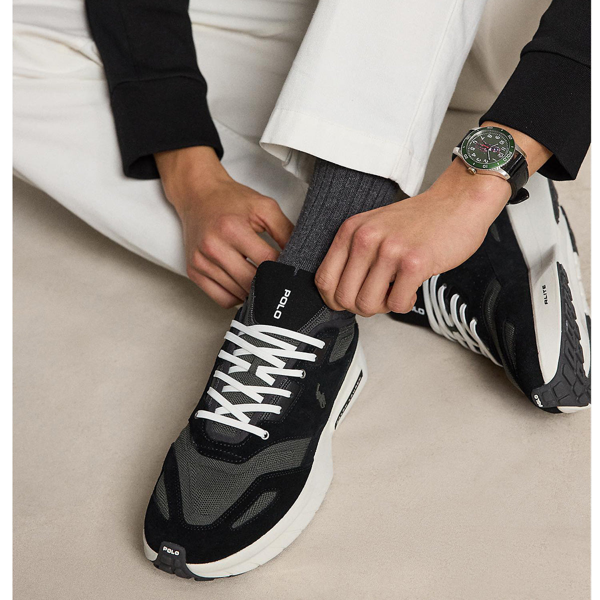 POLO RALPH LAUREN BOERUM KNIT-SNEAKERS ポロ ラルフ ローレン ボーラム ニット スニーカーズ MAPSFTW0CT20835001【メンズ スウェード メッシュアッパー クッション性 26SS】