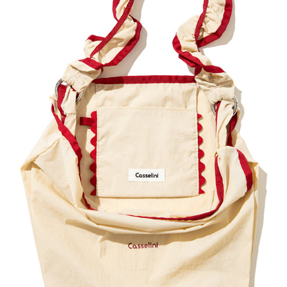 Casselini Frill Eco Bag キャセリーニ フリルエコバッグ 255-110503【レディース ナイロン素材 カラビナ付き 26SS】
