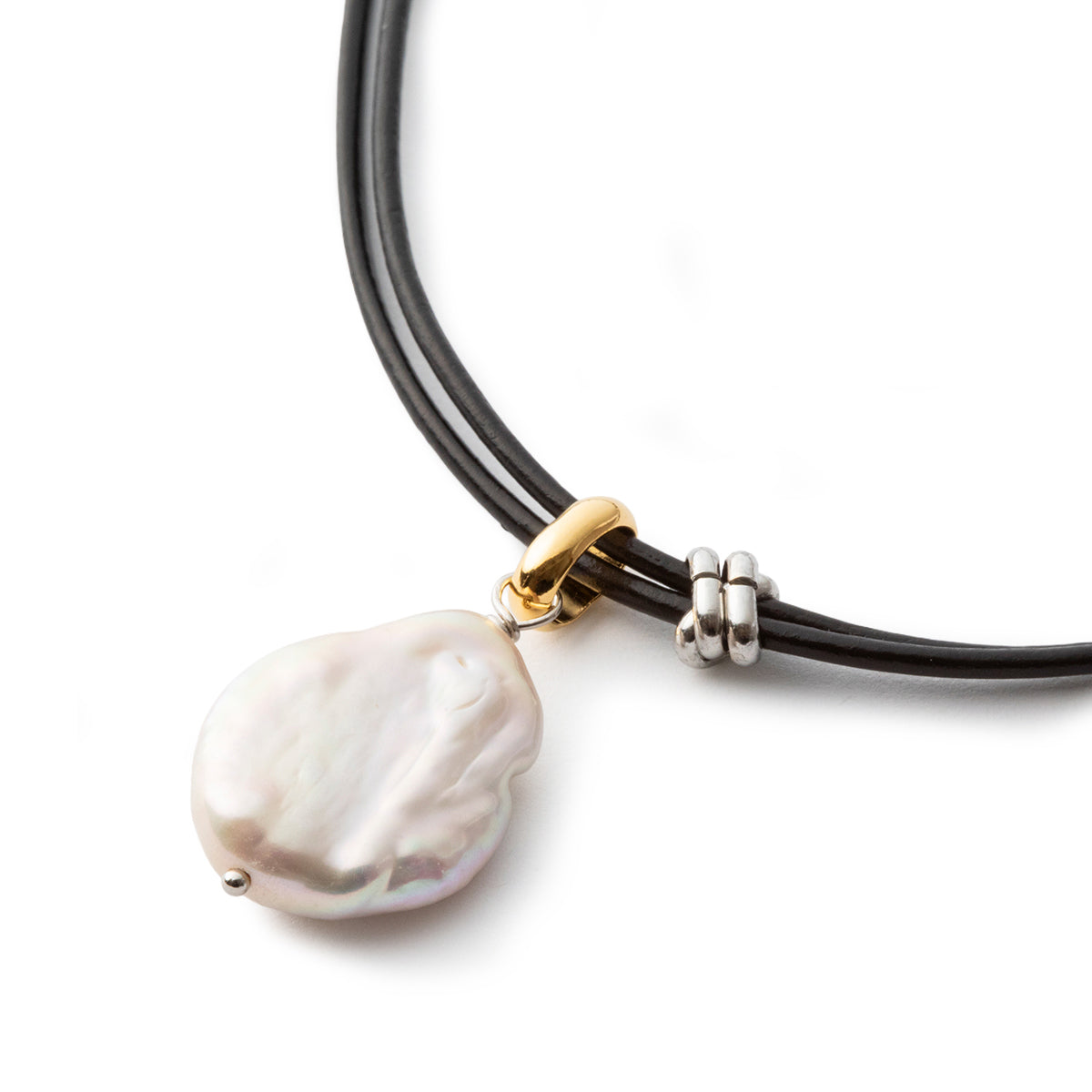 LAPUIS Pearl leather choker ラピュイ パール レザー チョーカー 255-220101【レディース 日本製 26SS】