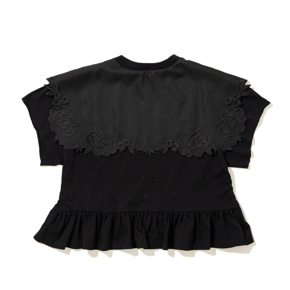 YuumiARIA EMBROIDERY FRILL T-SHIRT ユウミアリア エンブロイダリー フリル Tシャツ 261-AC026【レディース 刺繍Tシャツ バックデザイン 半袖Tシャツ デザインTシャツ 26SS】