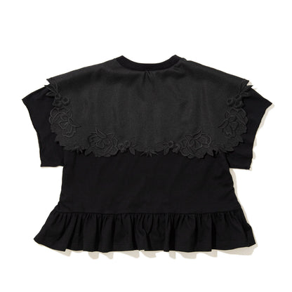 YuumiARIA EMBROIDERY FRILL T-SHIRT ユウミアリア エンブロイダリー フリル Tシャツ 261-AC026【レディース 刺繍Tシャツ バックデザイン 半袖Tシャツ デザインTシャツ 26SS】