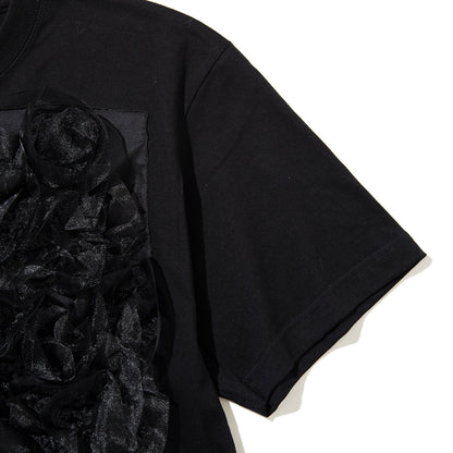YuumiARIA EMBROIDERY FRILL FLOWERTT-SHIRT ユウミアリア エンブロイダリー フリル フラワー Tシャツ 261-AC025【レディース 刺繍Tシャツ バックデザイン 半袖Tシャツ デザインTシャツ 26SS】