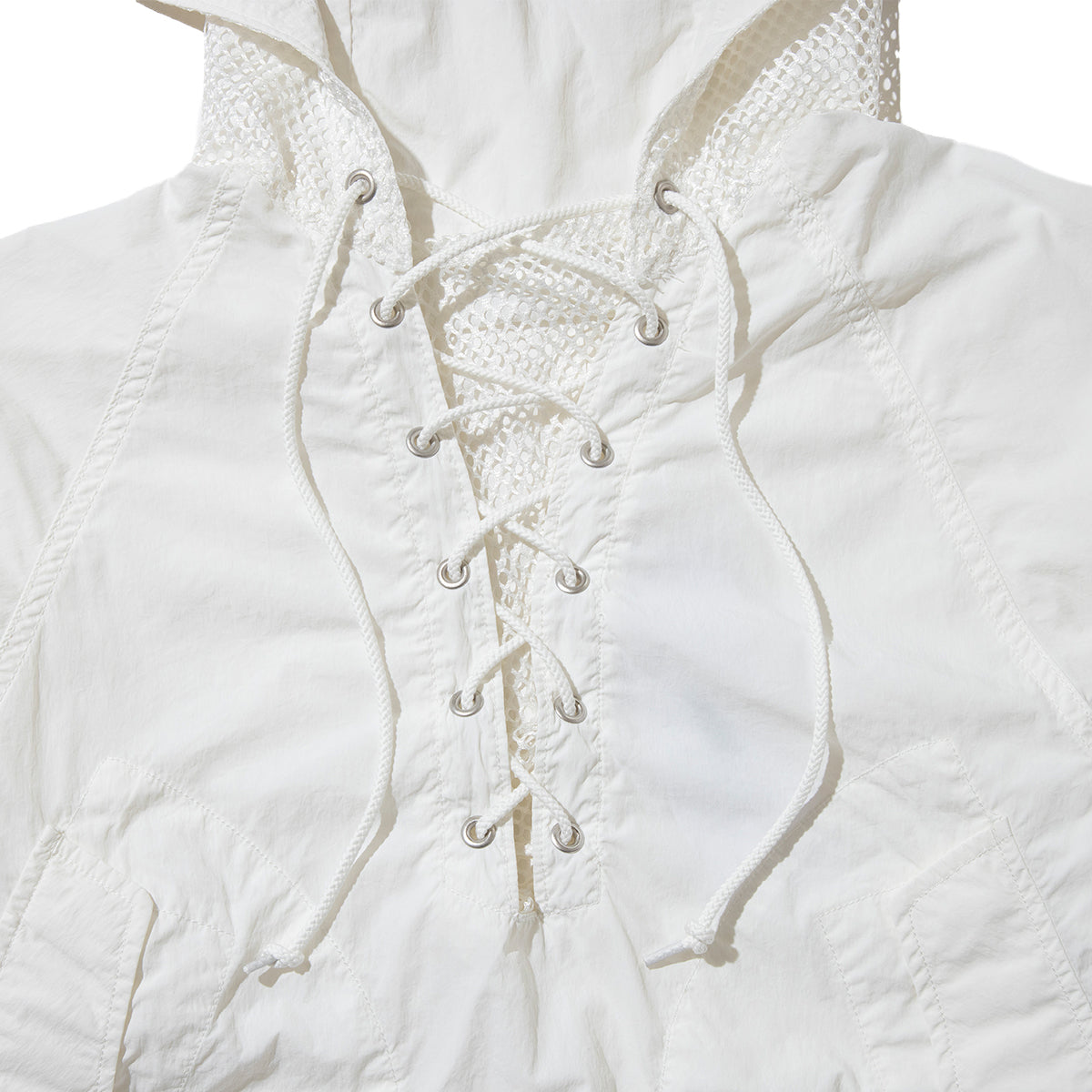 UNFRM OUTDOOR STANDARD NY TYPEWRITER PANEL MESH DECK PARKA ユニフォームアウトドアスタンダード NY タイプライター パネル メッシュ デッキ パーカー SS-4302【メンズ ナイロン素材 通気性 ドローコード 26SS】