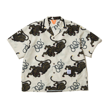 FLATLUX Bite Ss-Shirt フラットラックス バイト ショートスリーブ シャツ FX25-109【メンズ 半袖シャツ 開襟シャツ 総柄シャツ ワイドシルエット 26SS】