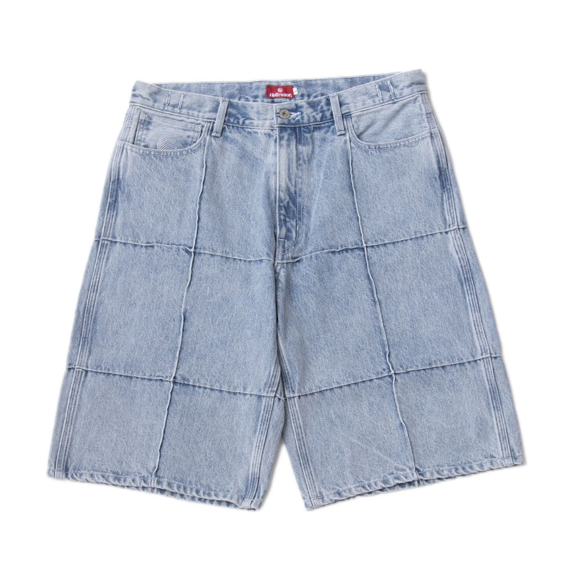 Hellrazor BLOCK DENIM SHORTS "YANKEE" ヘルレイザー ブロック デニム ショーツ “ヤンキー” 01126SS5401【メンズ デニムショーツ ハーフパンツ ストリートファッション カジュアルコーデ 26SS】