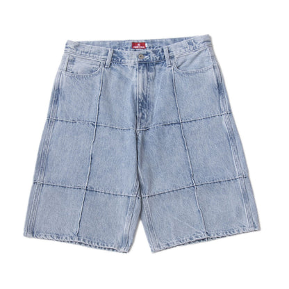 Hellrazor BLOCK DENIM SHORTS "YANKEE" ヘルレイザー ブロック デニム ショーツ “ヤンキー” 01126SS5401【メンズ デニムショーツ ハーフパンツ ストリートファッション カジュアルコーデ 26SS】