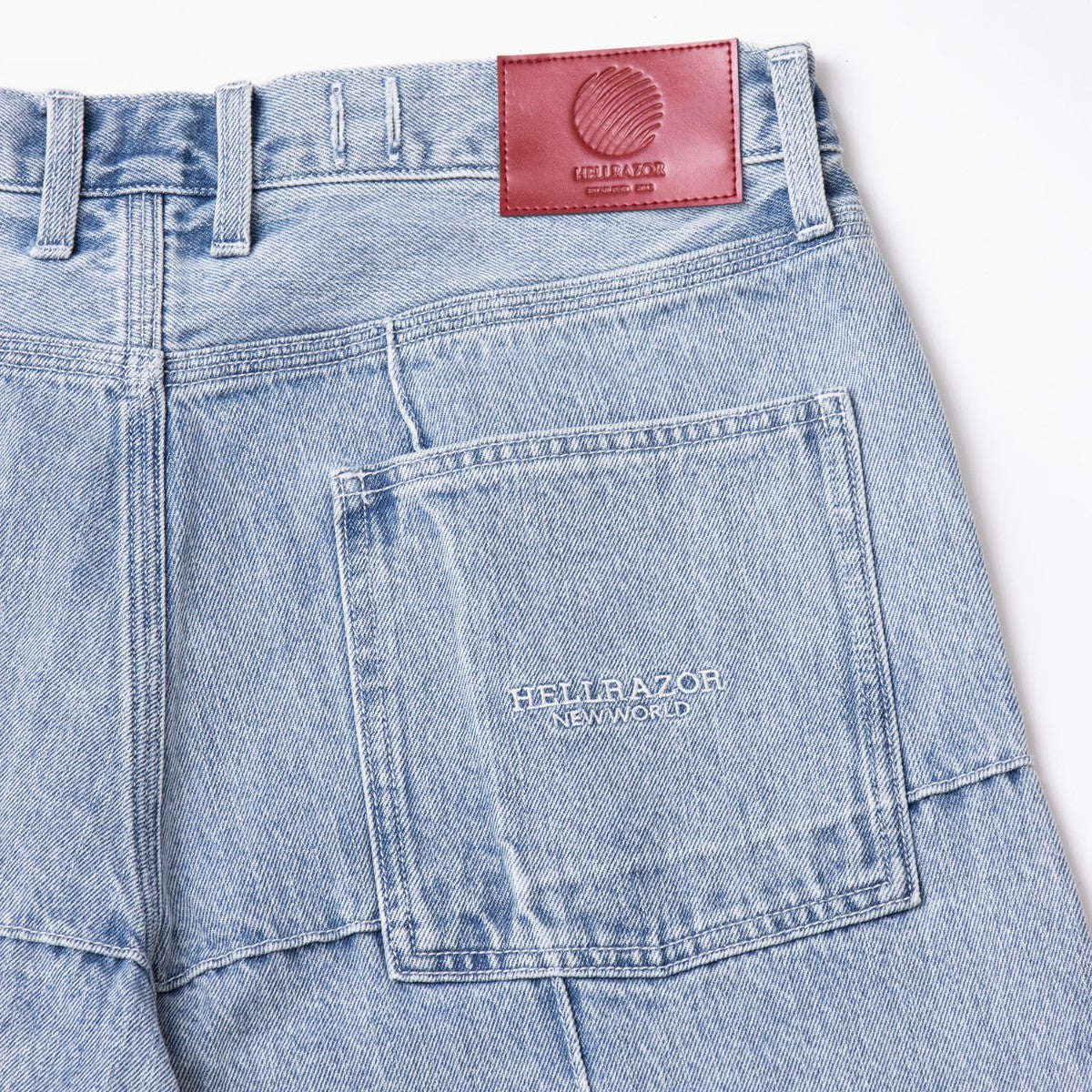 Hellrazor BLOCK DENIM SHORTS "YANKEE" ヘルレイザー ブロック デニム ショーツ “ヤンキー” 01126SS5401【メンズ デニムショーツ ハーフパンツ ストリートファッション カジュアルコーデ 26SS】
