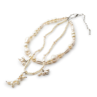 NON TOKYO PEARL MOTIF LAYERED NECKLACE ノントーキョー パール モチーフ レイヤード ネックレス NON-26S-0341【レディース ガラスパール 長さ調整 26SS】