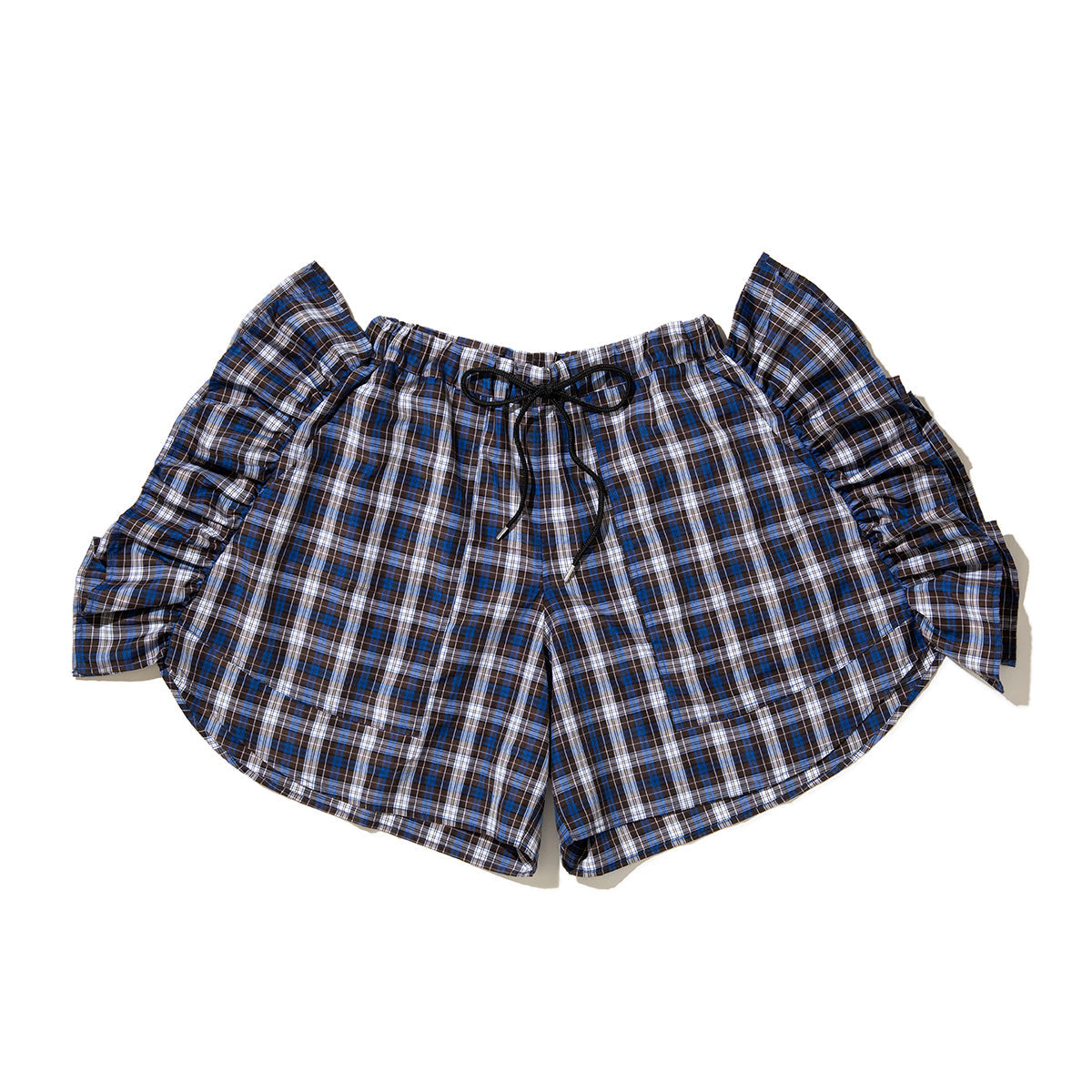 NON TOKYO CHECK FRILL TRUCK SHORTS ノントーキョー チェック フリル トラック ショーツ NON-26S-0409【レディース チェック柄 ポリエステル素材 コットン素材 26SS】