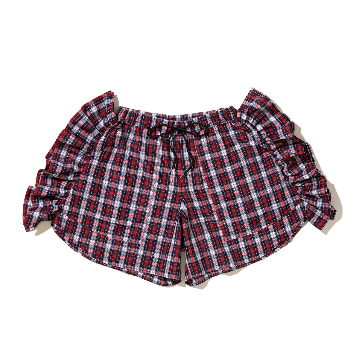 NON TOKYO CHECK FRILL TRUCK SHORTS ノントーキョー チェック フリル トラック ショーツ NON-26S-0409【レディース チェック柄 ポリエステル素材 コットン素材 26SS】