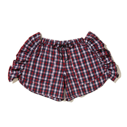 NON TOKYO CHECK FRILL TRUCK SHORTS ノントーキョー チェック フリル トラック ショーツ NON-26S-0409【レディース チェック柄 ポリエステル素材 コットン素材 26SS】