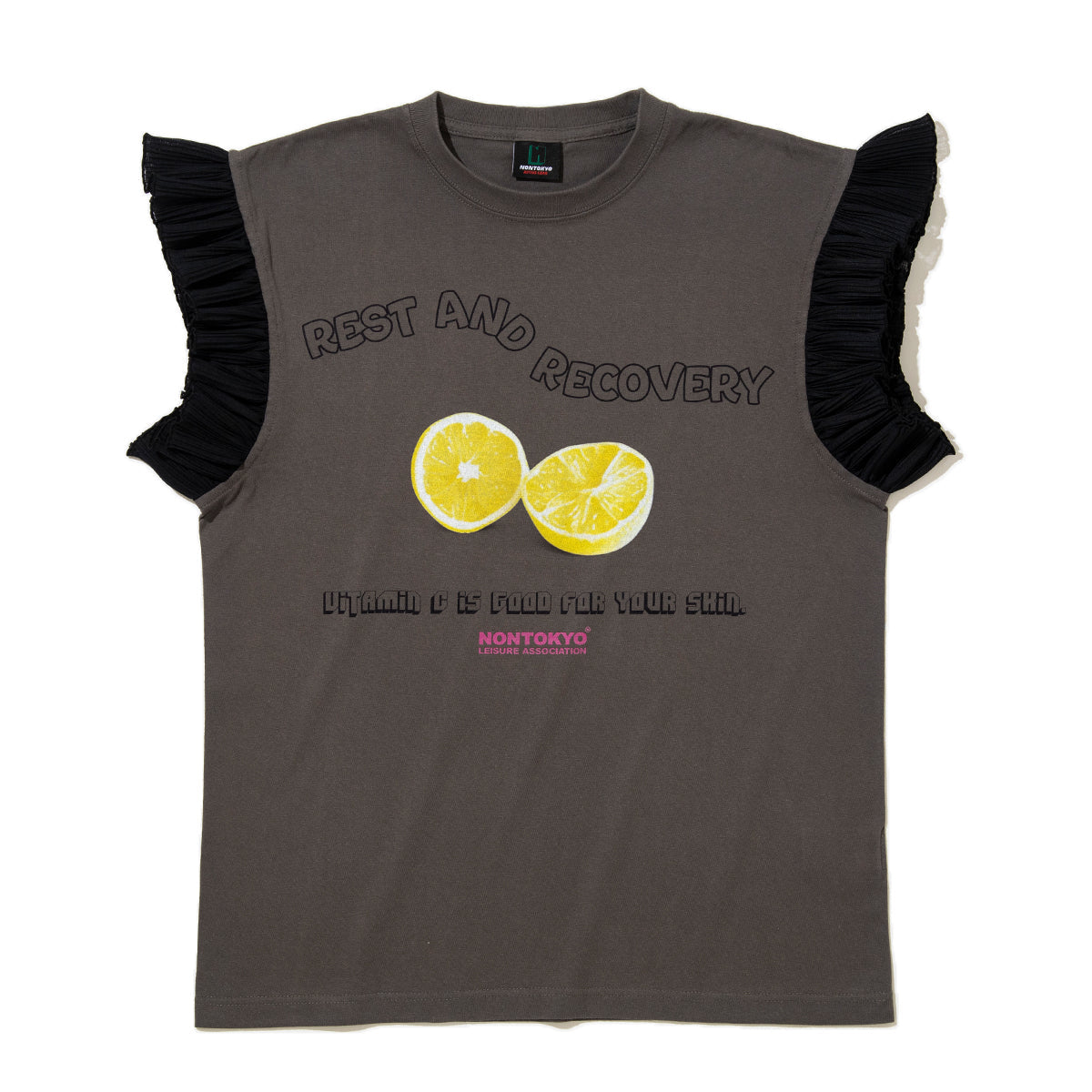 NON TOKYO FRILL SLEEVE T-SHIRT ノントーキョー フリル スリーブ ティーシャツ NON-26S-0425【レディース ノースリーブ フリル グラフィック 26SS】
