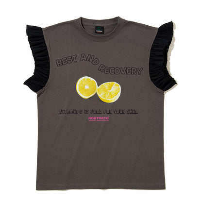 NON TOKYO FRILL SLEEVE T-SHIRT ノントーキョー フリル スリーブ ティーシャツ NON-26S-0425【レディース ノースリーブ フリル グラフィック 26SS】