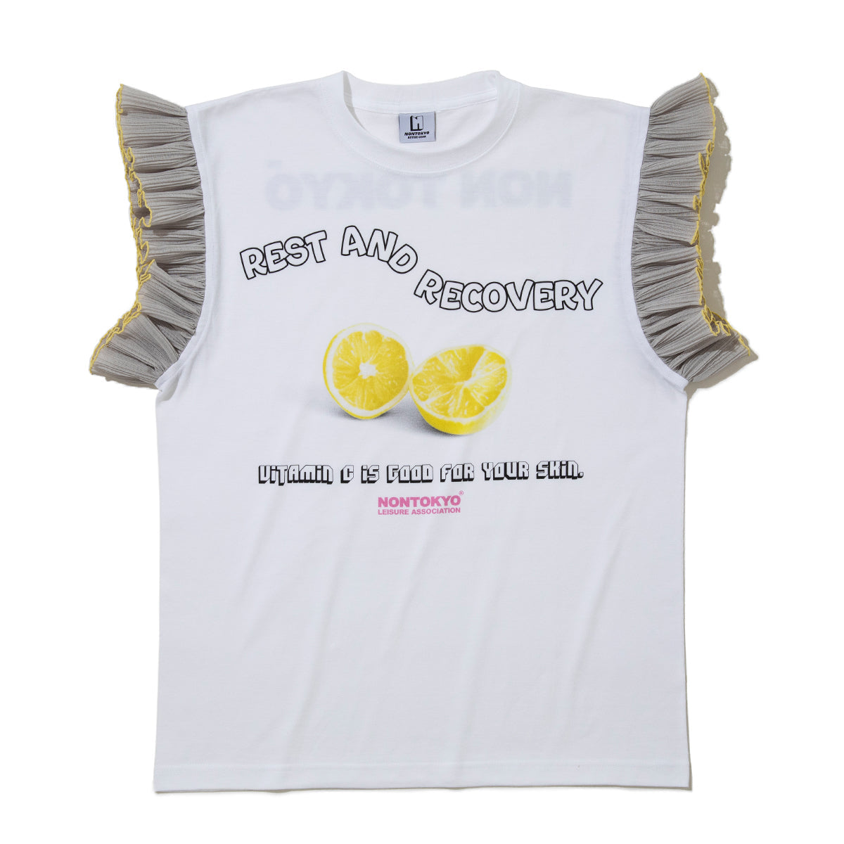 NON TOKYO FRILL SLEEVE T-SHIRT ノントーキョー フリル スリーブ ティーシャツ NON-26S-0425【レディース ノースリーブ フリル グラフィック 26SS】