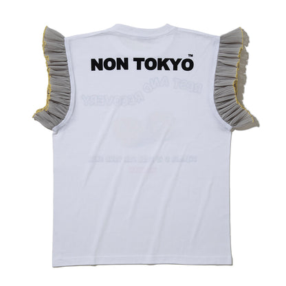 NON TOKYO FRILL SLEEVE T-SHIRT ノントーキョー フリル スリーブ ティーシャツ NON-26S-0425【レディース ノースリーブ フリル グラフィック 26SS】