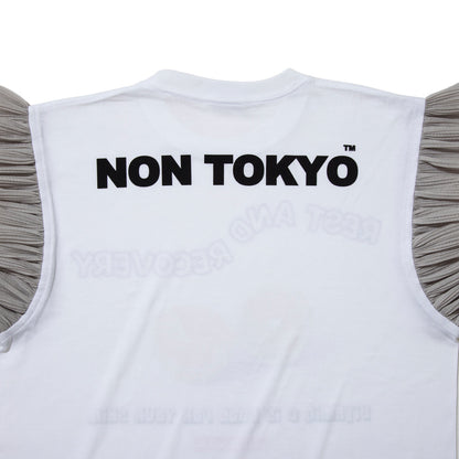 NON TOKYO FRILL SLEEVE T-SHIRT ノントーキョー フリル スリーブ ティーシャツ NON-26S-0425【レディース ノースリーブ フリル グラフィック 26SS】