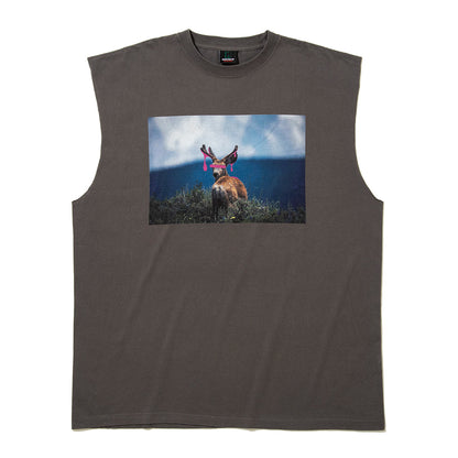 NON TOKYO DEER PRINT NO-SLEEVE T-SHIRT ノントーキョー ディアー プリント ノースリーブ Tシャツ NON-26S-0430【レディース グラフィック ノースリーブ 26SS】