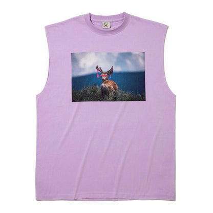 NON TOKYO DEER PRINT NO-SLEEVE T-SHIRT ノントーキョー ディアー プリント ノースリーブ Tシャツ NON-26S-0430【レディース グラフィック ノースリーブ 26SS】
