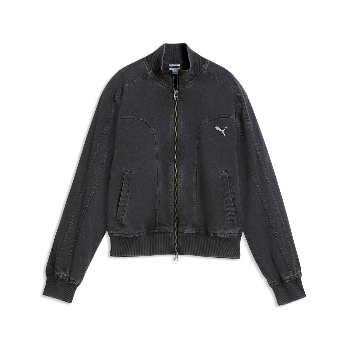 PUMA FUTURE PUMA ARCHIVE プーマ フューチャー プーマ アーカイブ 639135【レディース デニムジャケット ウィッシュ加工 ロゴ ヴィンテージ風 26FW】