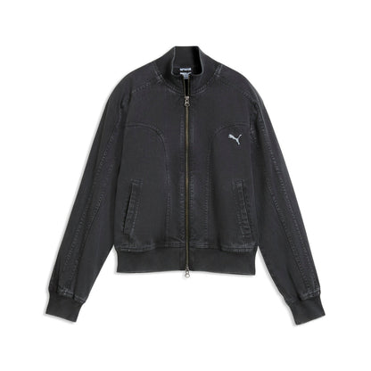 PUMA FUTURE PUMA ARCHIVE プーマ フューチャー プーマ アーカイブ 639135【レディース デニムジャケット ウィッシュ加工 ロゴ ヴィンテージ風 26FW】