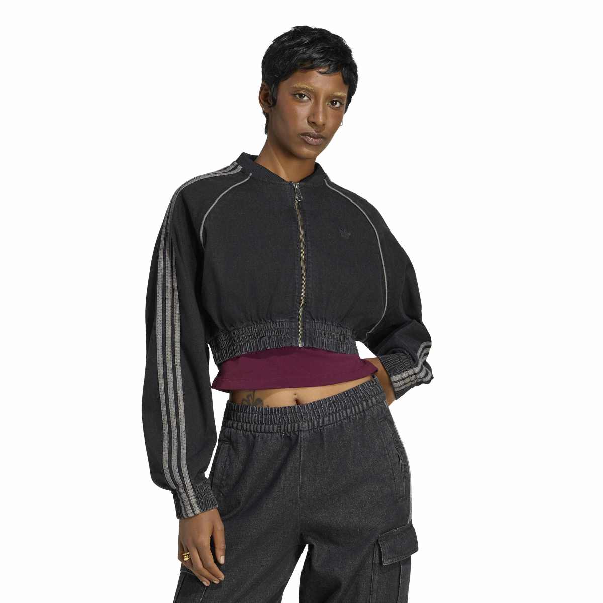 adidas Originals SST Denim Track Top アディダスオリジナルス SST デニムトラックトップ CX262-KS9216【レディース デニムジャケット ショート丈 フルジップ オーバーサイズ 26FW】