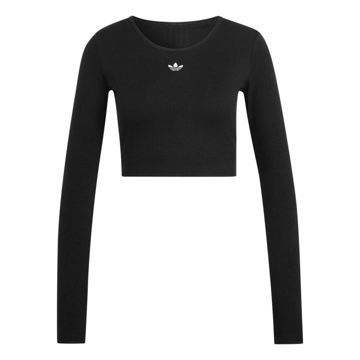 adidas Originals ESSENTIALS RIB CROPPED LONG SLEEVE T-SHIRT アディダスオリジナルス エッセンシャルズ リブ クロップド ロングスリーブ ティーシャツ KR1098【レディース 長袖Tシャツ クロップド丈 タイトフィット ラウンドネック 26FW】