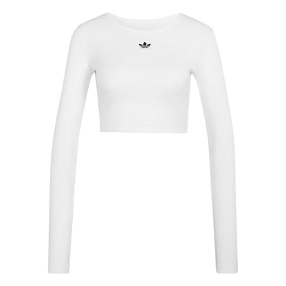 adidas Originals ESSENTIALS RIB CROPPED LONG SLEEVE T-SHIRT アディダスオリジナルス エッセンシャルズ リブ クロップド ロングスリーブ ティーシャツ KR1131【レディース 長袖Tシャツ クロップド丈 タイトフィット ラウンドネック 26FW】