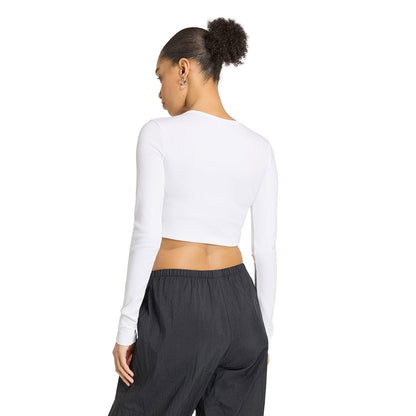 adidas Originals ESSENTIALS RIB CROPPED LONG SLEEVE T-SHIRT アディダスオリジナルス エッセンシャルズ リブ クロップド ロングスリーブ ティーシャツ KR1131【レディース 長袖Tシャツ クロップド丈 タイトフィット ラウンドネック 26FW】