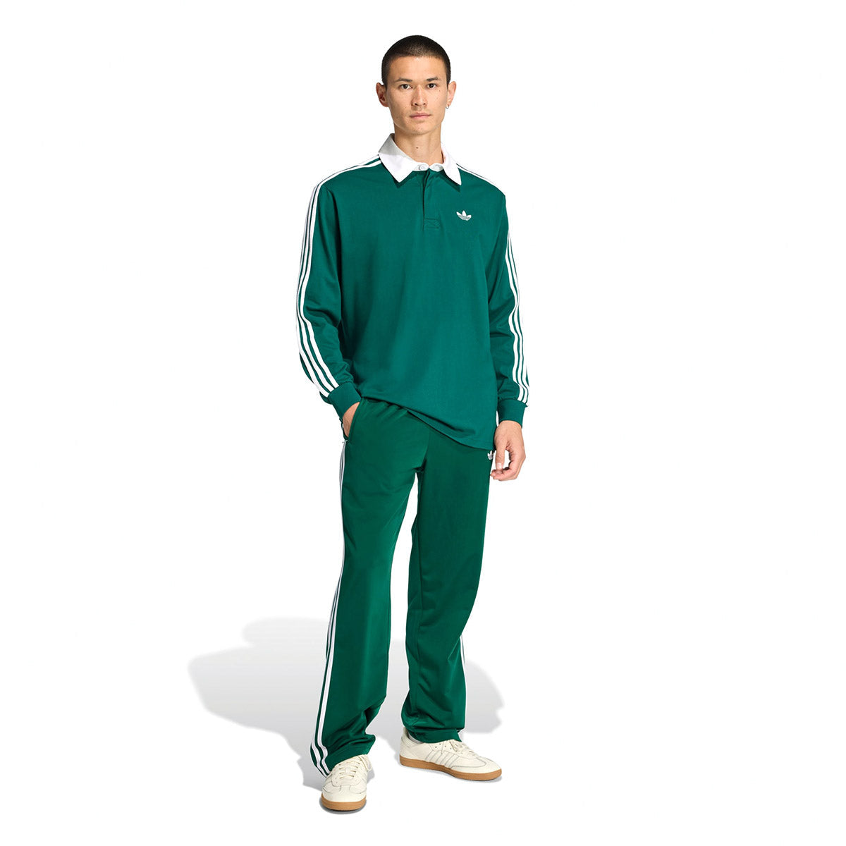 adidas Originals 3-STRIPES RUGBY LONGSLEEVE POLO アディダスオリジナルス スリーストライプス ラグビー ロングスリーブ ポロ KE3572【メンズ ポロシャツ ラグビーポロ 長袖Tシャツ シングルジャージー ルーズフィット 26FW】