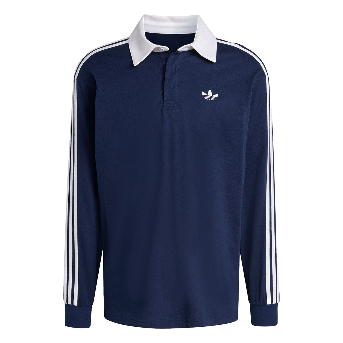 adidas Originals 3-STRIPES RUGBY LONGSLEEVE POLO アディダスオリジナルス スリーストライプス ラグビー ロングスリーブ ポロ KE3574【メンズ ポロシャツ ラグビーポロ 長袖Tシャツ シングルジャージー ルーズフィット 26FW】