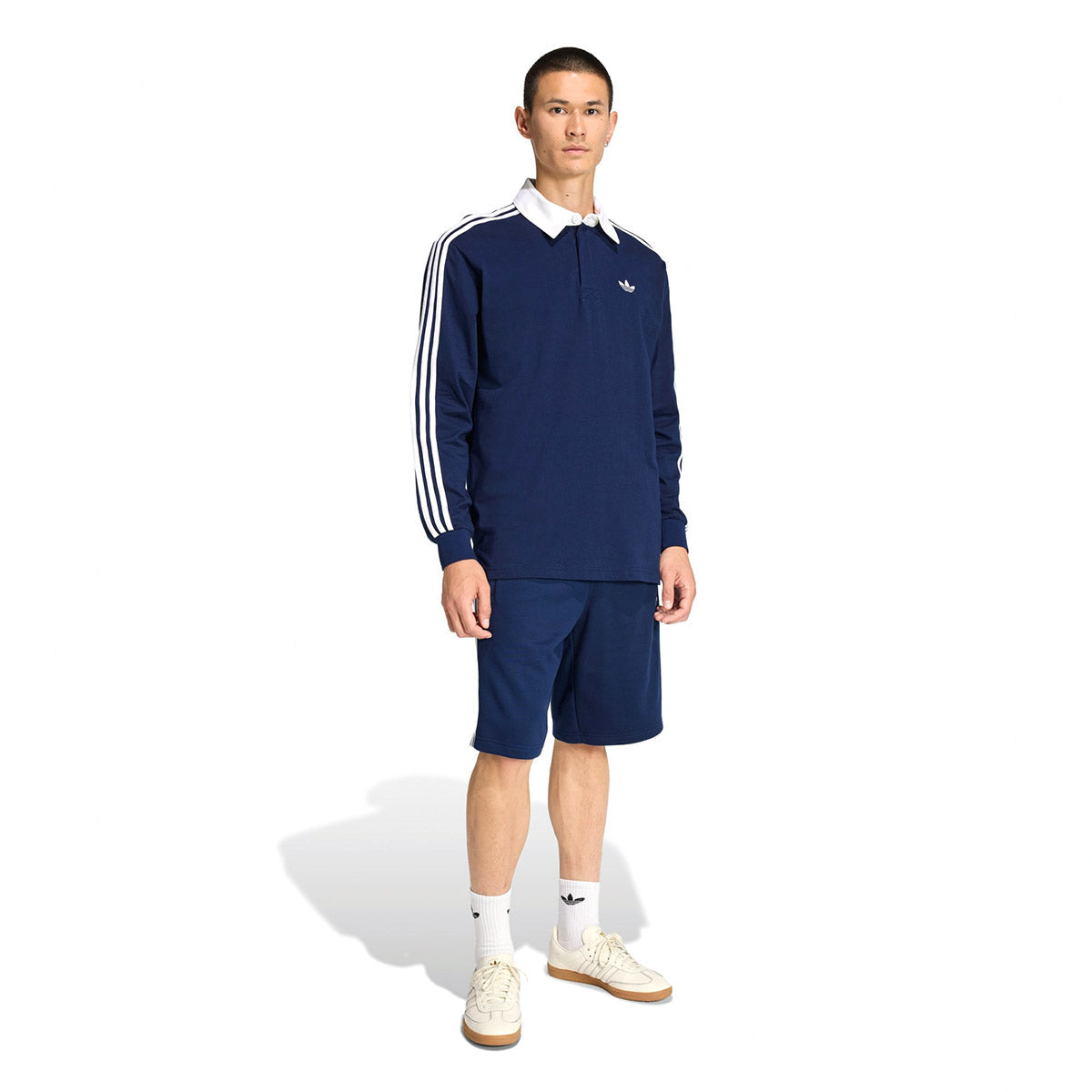 adidas Originals 3-STRIPES RUGBY LONGSLEEVE POLO アディダスオリジナルス スリーストライプス ラグビー ロングスリーブ ポロ KE3574【メンズ ポロシャツ ラグビーポロ 長袖Tシャツ シングルジャージー ルーズフィット 26FW】