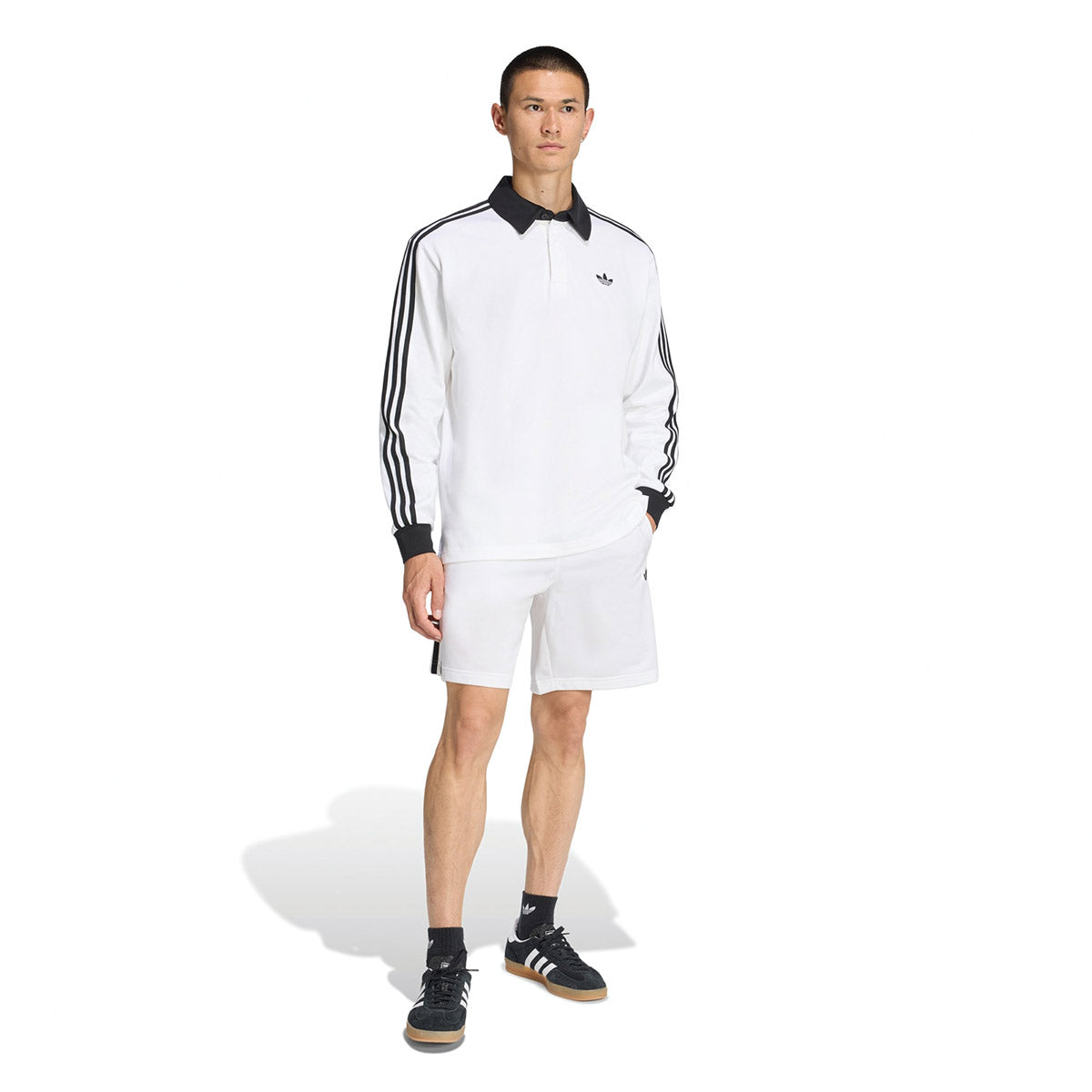 adidas Originals 3-STRIPES RUGBY LONGSLEEVE POLO アディダスオリジナルス スリーストライプス ラグビー ロングスリーブ ポロ KE3575【メンズ ポロシャツ ラグビーポロ 長袖Tシャツ シングルジャージー ルーズフィット 26FW】