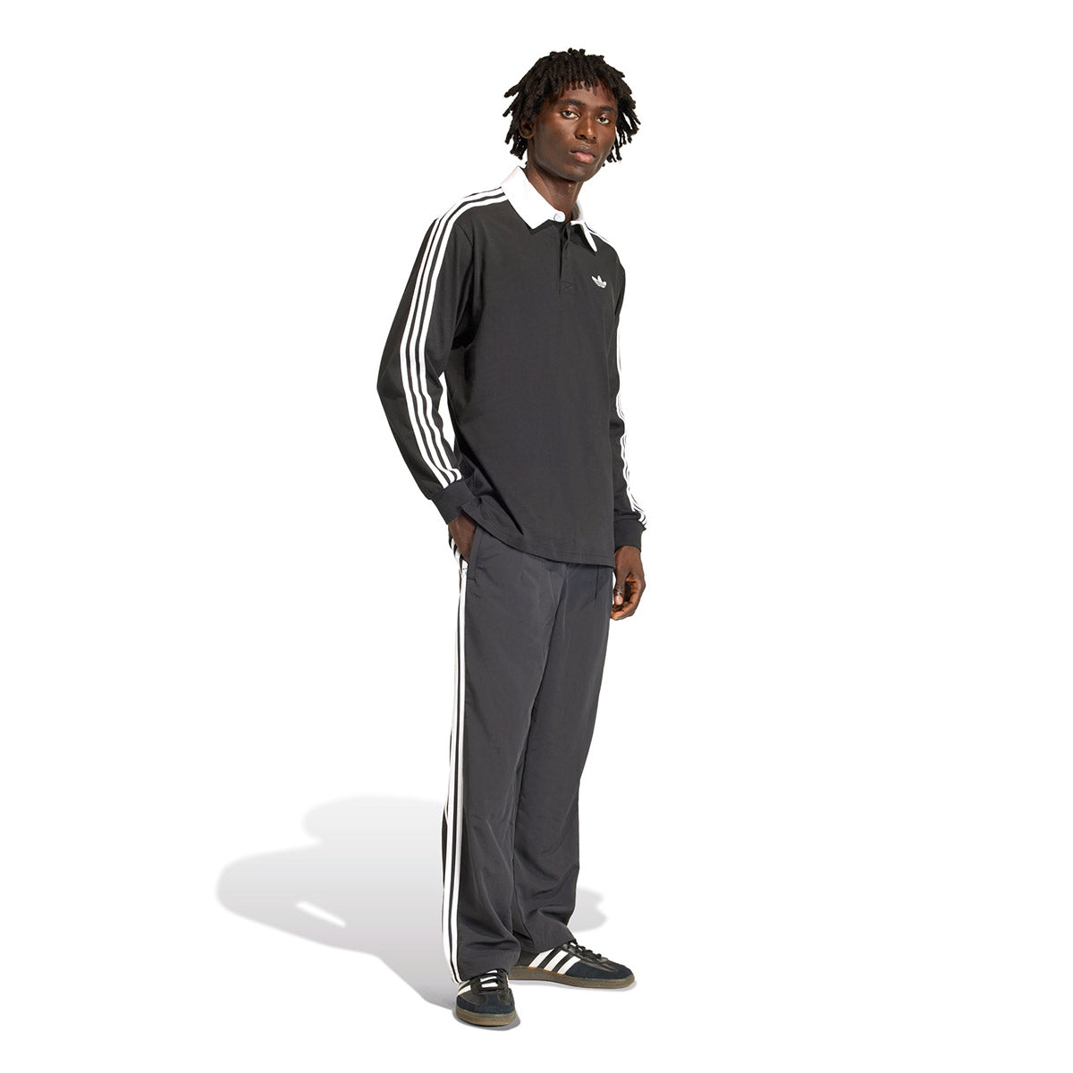 adidas Originals 3-STRIPES RUGBY LONGSLEEVE POLO アディダスオリジナルス スリーストライプス ラグビー ロングスリーブ ポロ KE3576【メンズ ポロシャツ ラグビーポロ 長袖Tシャツ シングルジャージー ルーズフィット 26FW】