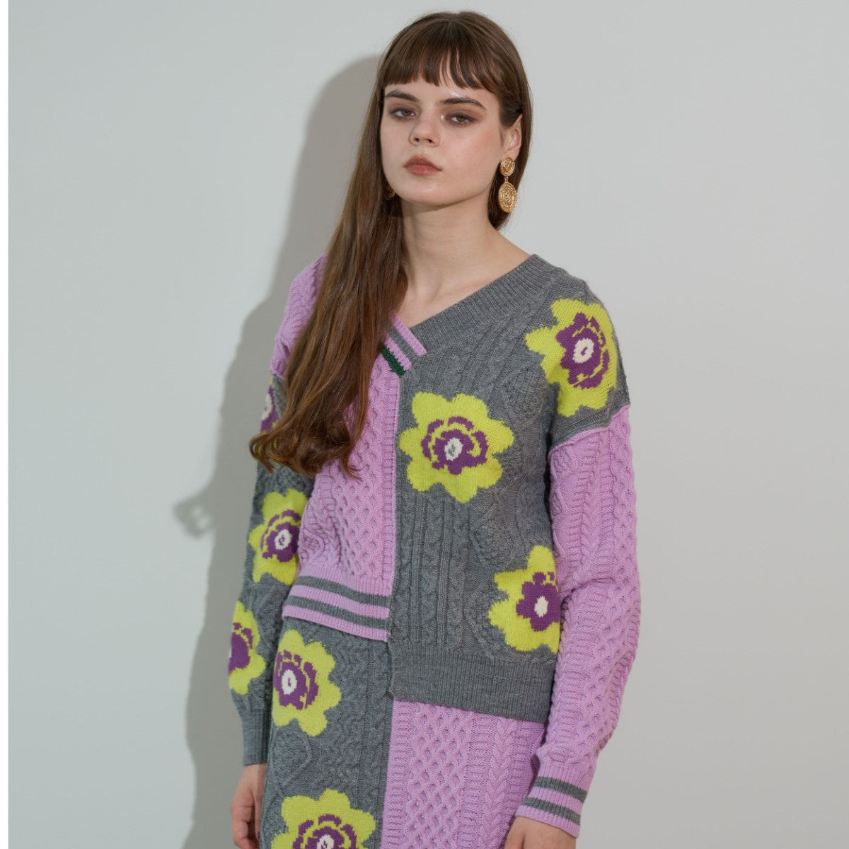 anna sui nyc Floral Pattern Mix Jacquard Pullover 16213471