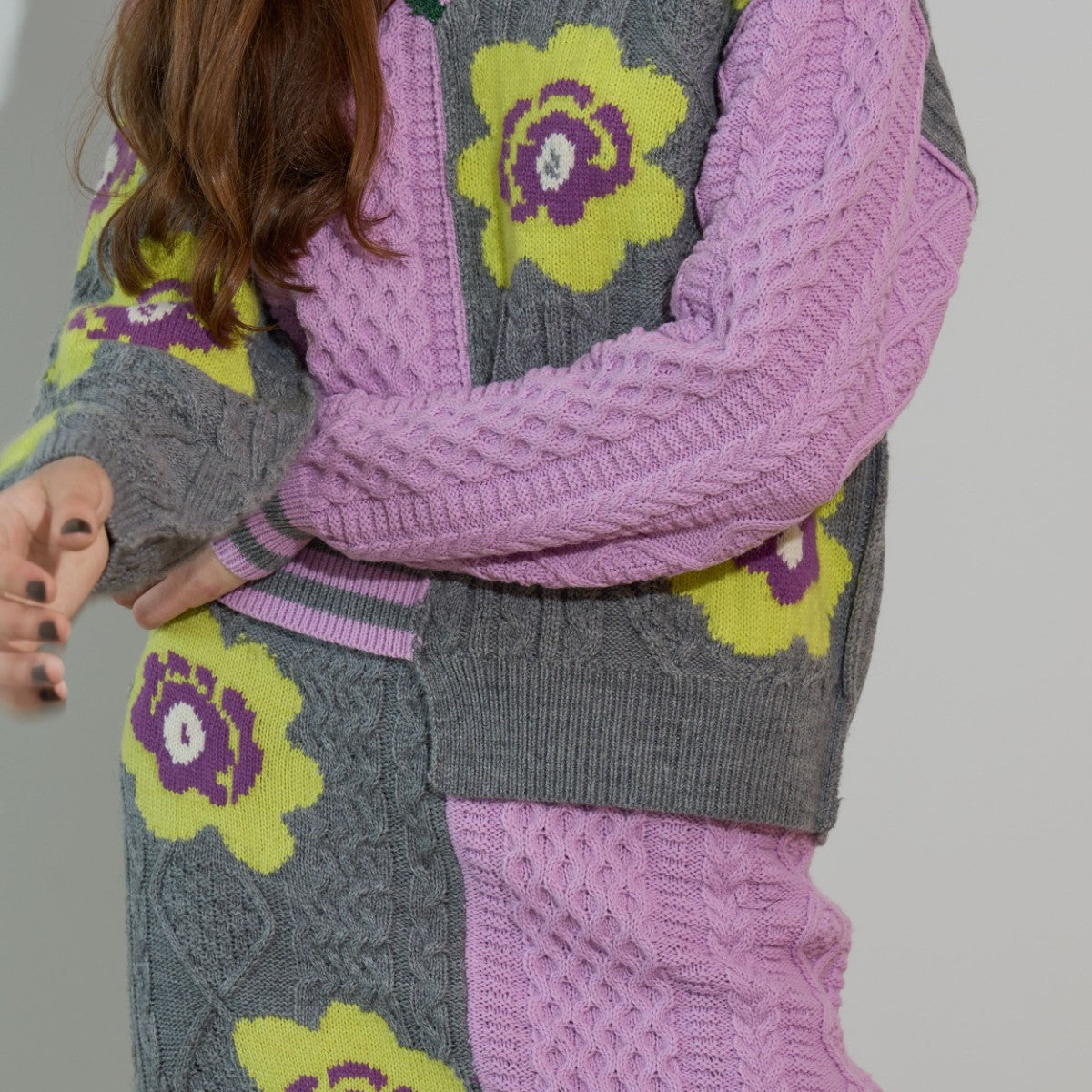 anna sui nyc Floral Pattern Mix Jacquard Pullover アナスイ エヌワイシー 花柄MIXジャガードプルオーバー 16213471【レディース ニットプルオーバー ケーブルニット 花柄 ジャカード編み アシンメトリー 26FW】