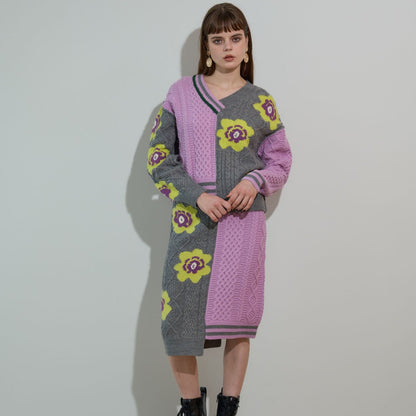 anna sui nyc Floral Pattern Mix Jacquard Pullover アナスイ エヌワイシー 花柄MIXジャガードプルオーバー 16213471【レディース ニットプルオーバー ケーブルニット 花柄 ジャカード編み アシンメトリー 26FW】