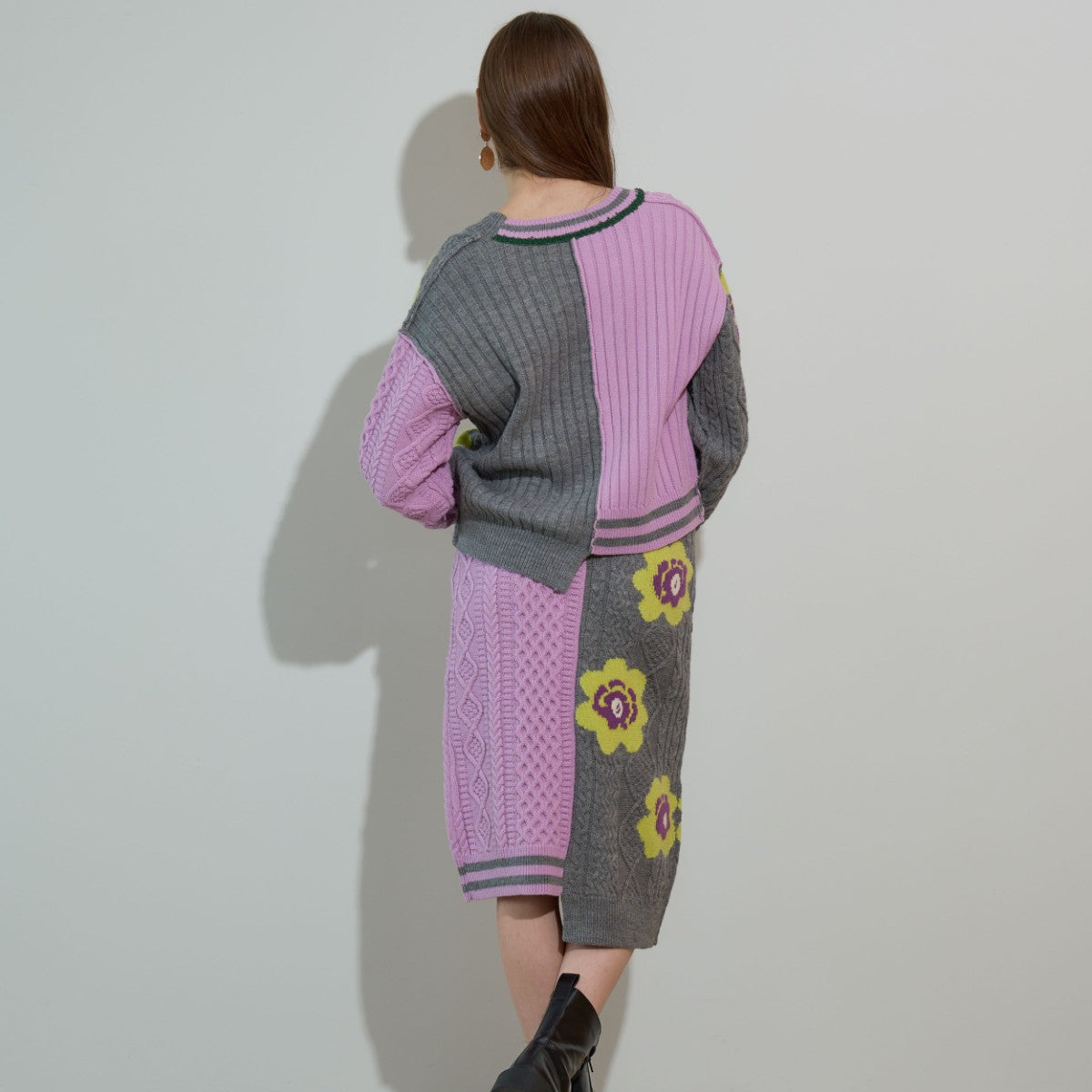 anna sui nyc Floral Pattern Mix Jacquard Pullover アナスイ エヌワイシー 花柄MIXジャガードプルオーバー 16213471【レディース ニットプルオーバー ケーブルニット 花柄 ジャカード編み アシンメトリー 26FW】