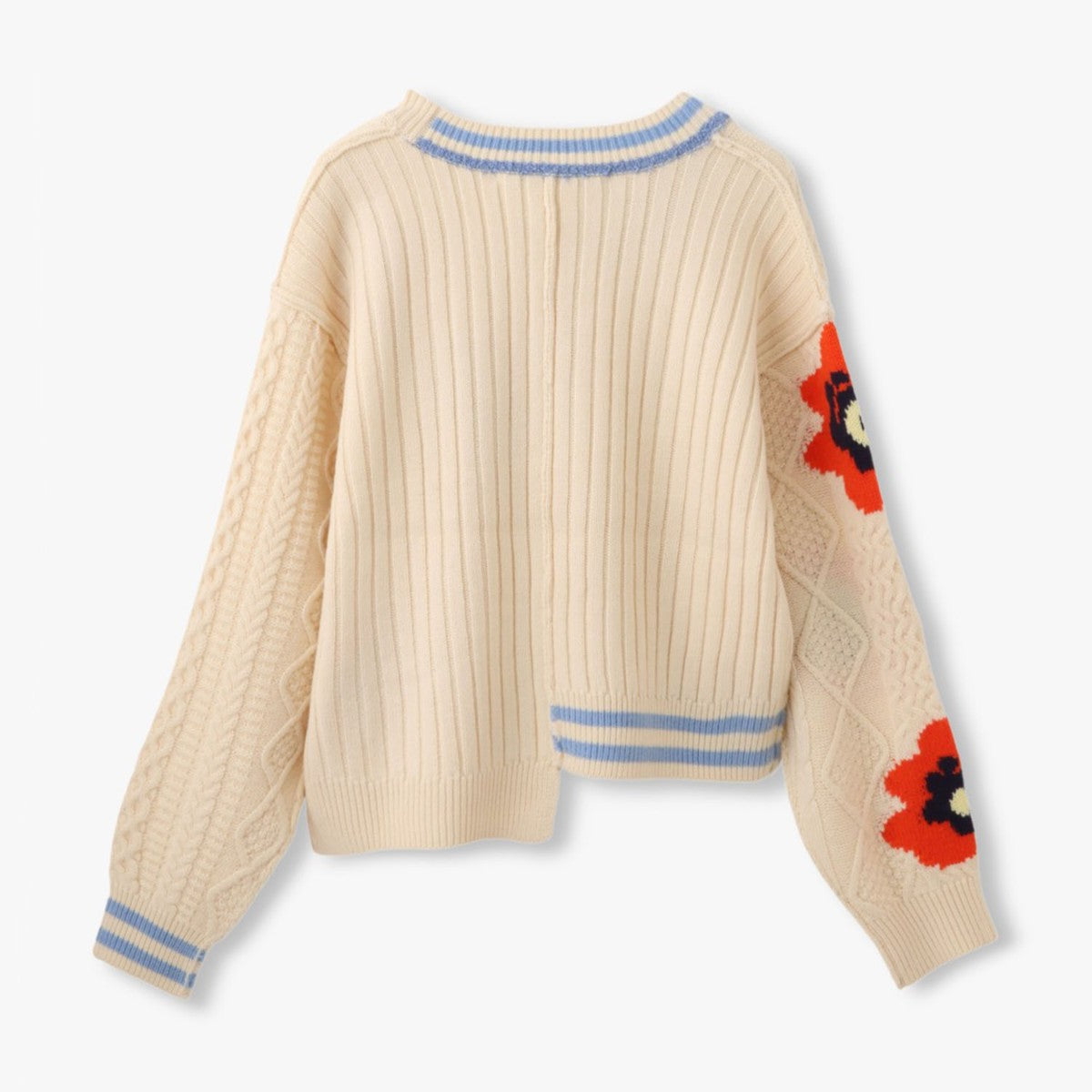 anna sui nyc Floral Pattern Mix Jacquard Pullover アナスイ エヌワイシー 花柄MIXジャガードプルオーバー 16213471【レディース ニットプルオーバー ケーブルニット 花柄 ジャカード編み アシンメトリー 26FW】