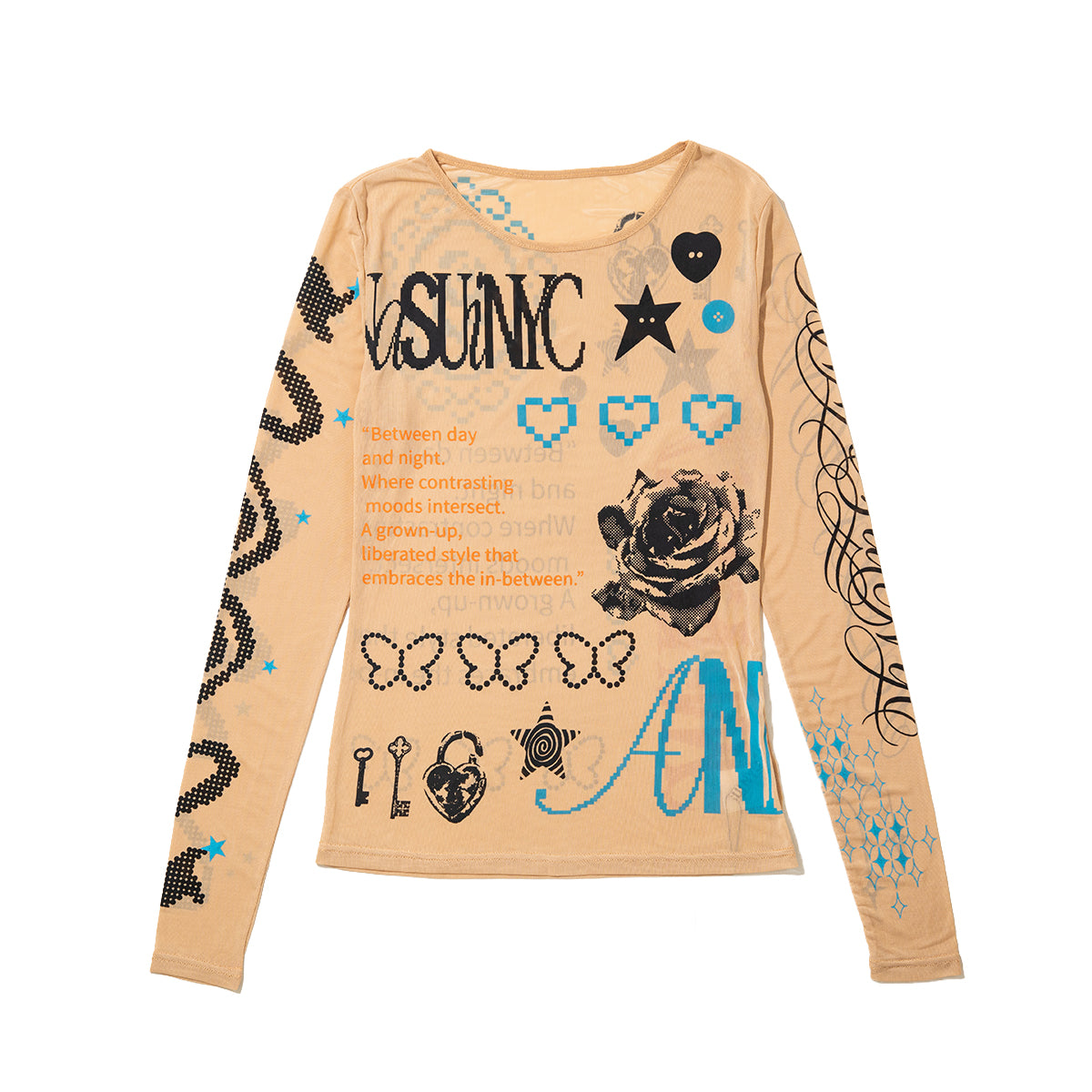 anna sui nyc Collage Sheer Tops アナスイ エヌワイシー コラージュシアートップス 16217427【レディース シアートップス コラージュトップス グラフィック レイヤード  26FW】